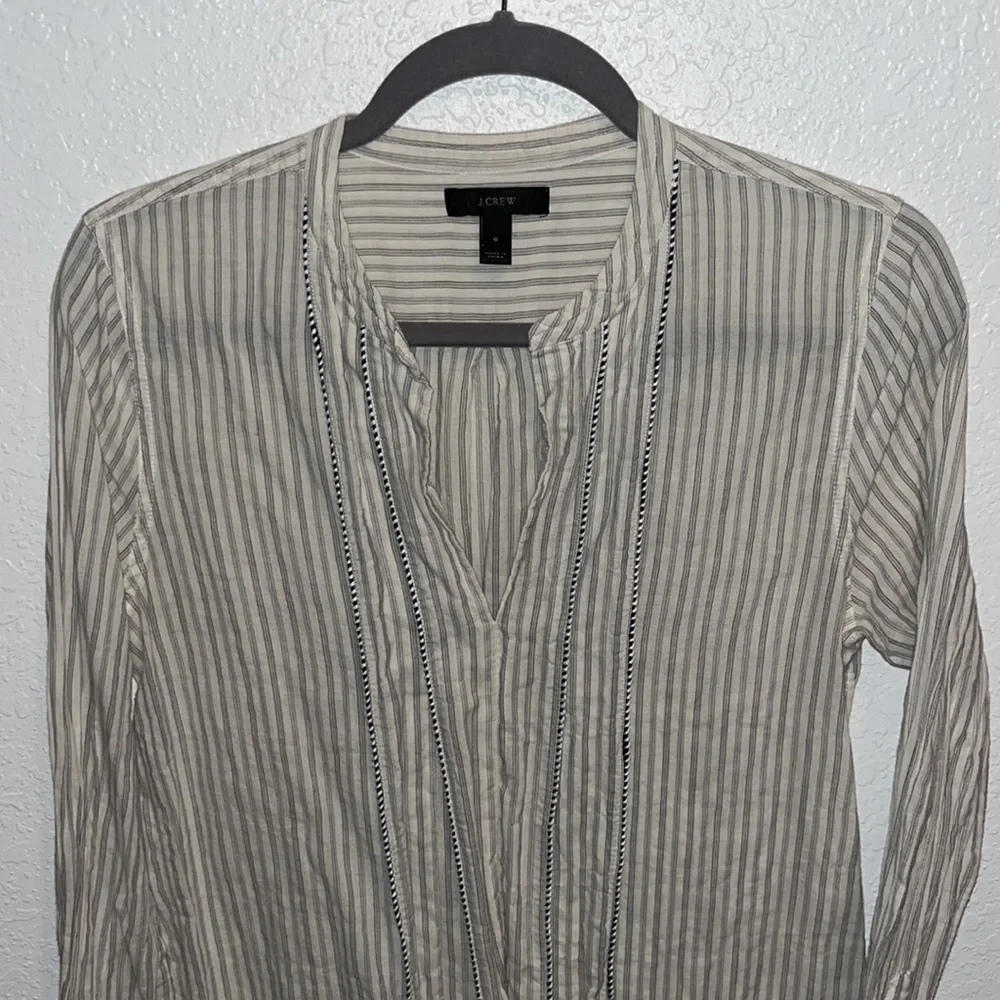 J Crew gray/cream striped long sleeve button down casual dress shirt size S